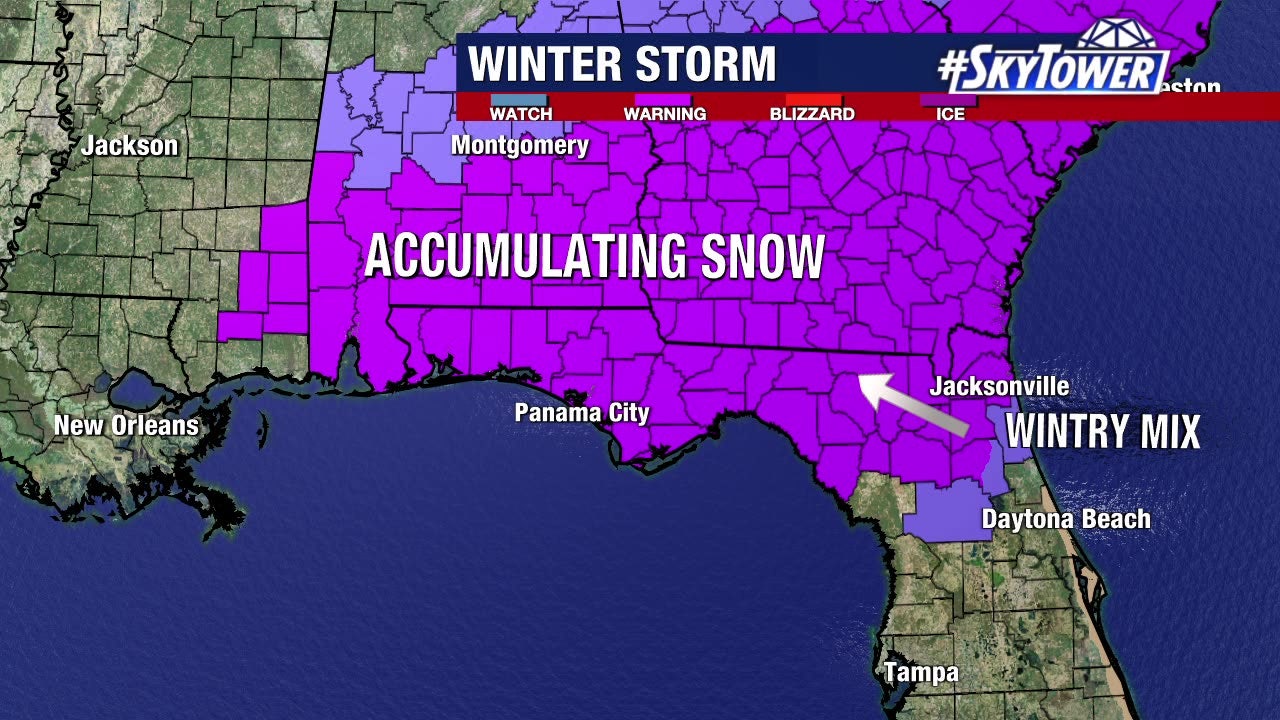 Multiple inches of snow likely in Florida, winter storm warning extends through northern part of