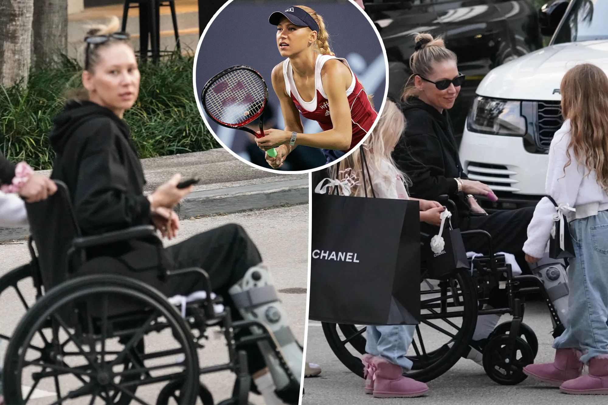 Anna Kournikova seen in wheelchair in rare public appearance
