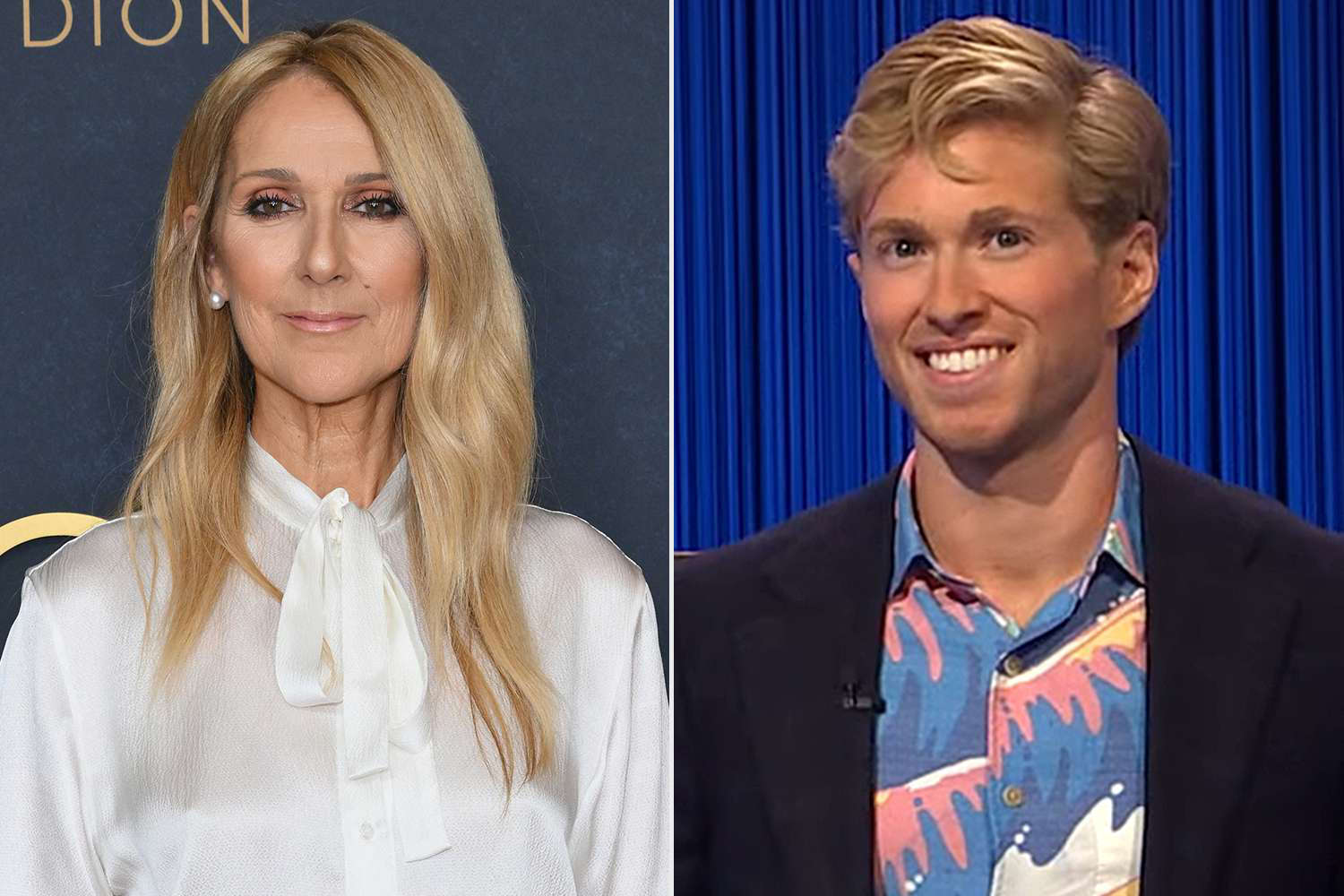 Jeopardy contestant and Céline Dion fan Drew Goins walks offstage Jeopardy contestant and Céline Dion fan Drew Goins walks offstage