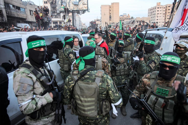 Red Cross personnel spoke with Hamas members in Gaza City this month during the first release of hostages under the cease-fire deal.