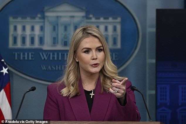 White House Press Secretary Karoline Leavitt speaks at the White House Press Briefing room