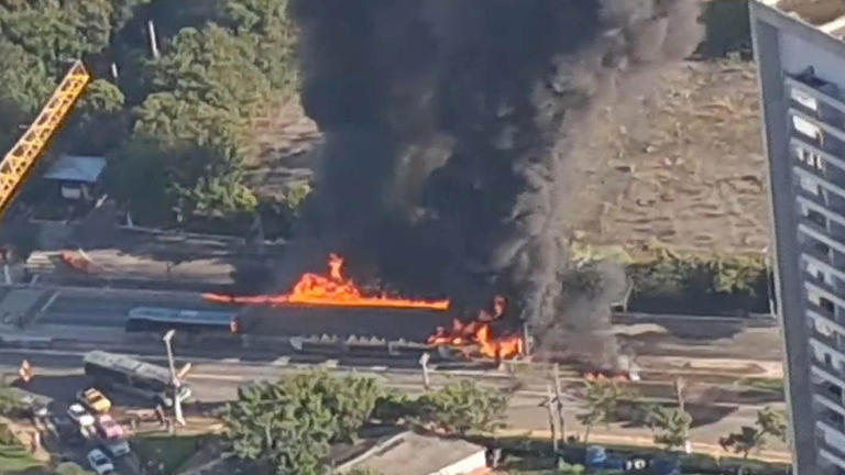 The aircraft crashed on a busy road in Sao Paulo in Brazil