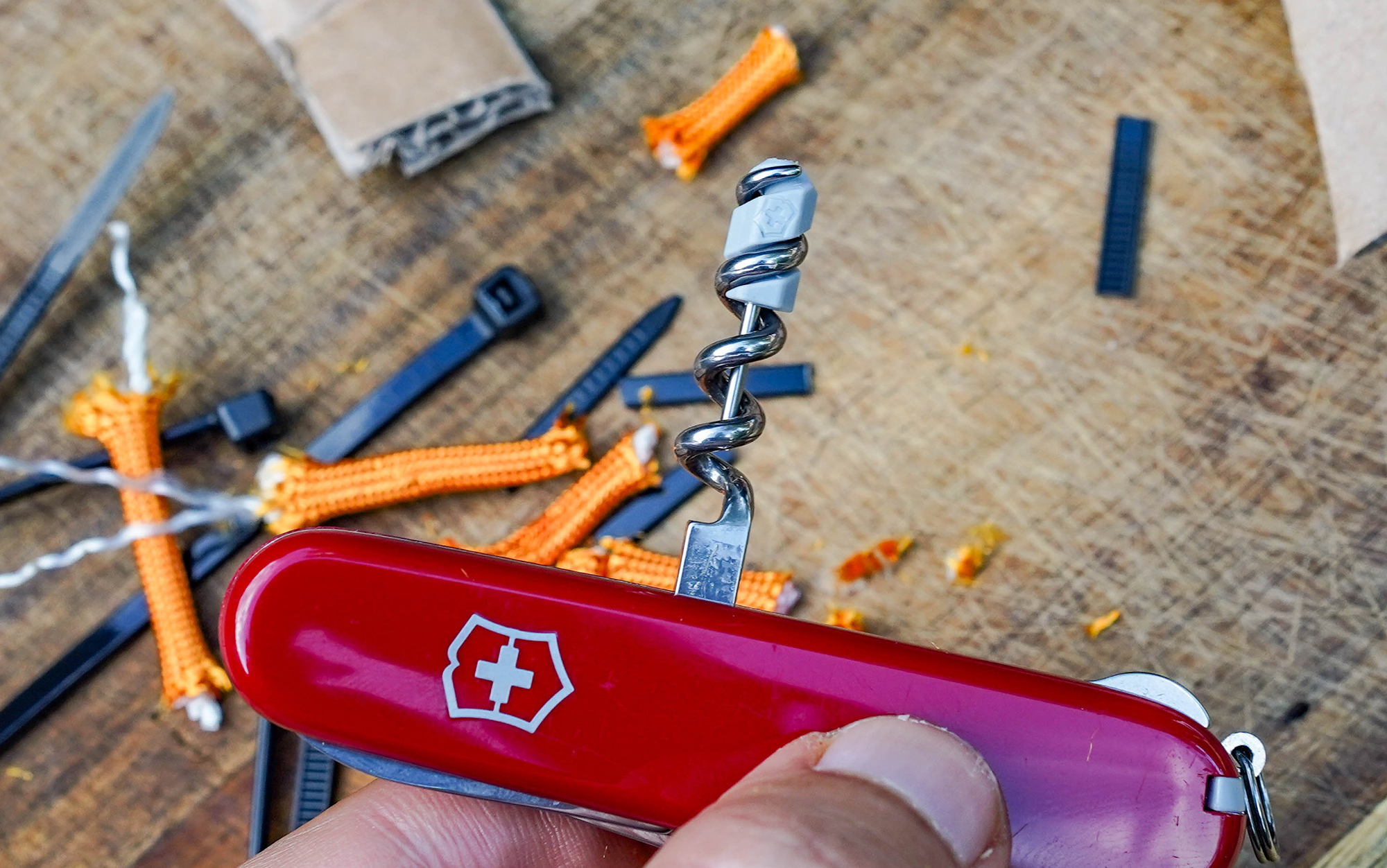 The Mini Tool screwdriver threads onto the corkscrew.
