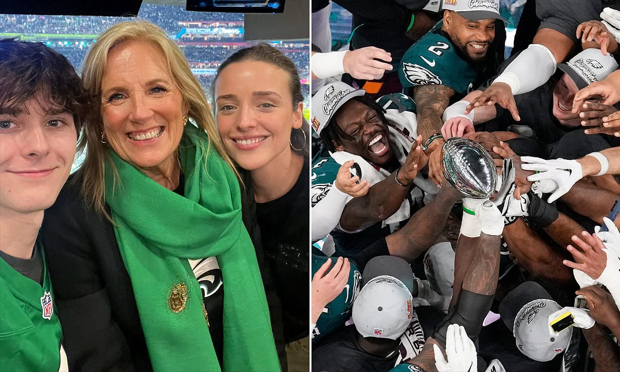 Eagles fan Jill Biden beams with her grandkids in victorious social