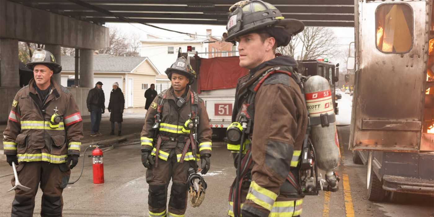 Severide, Ritter, and Carver standing outside in Chicago-Fire
