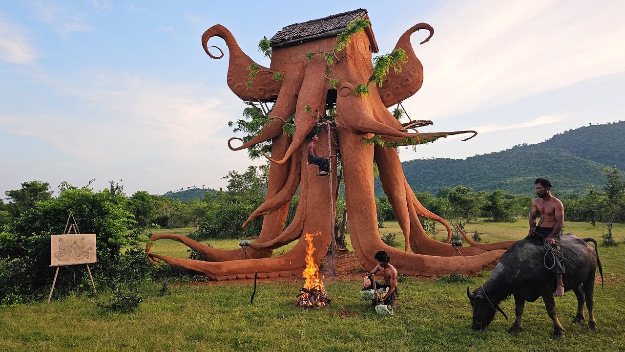 Creating a Squid House with Soil on Trees