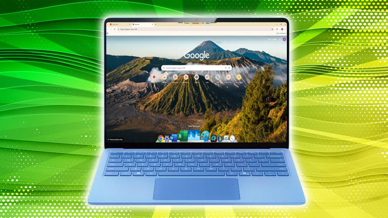 A Windows laptop open on the Google homescreen. 