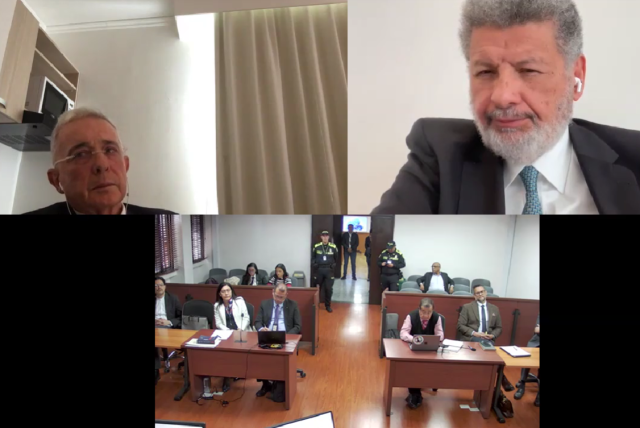 Juicio contra Álvaro Uribe. Arriba a la derecha el abogado Jaime Granados. Archivo particular