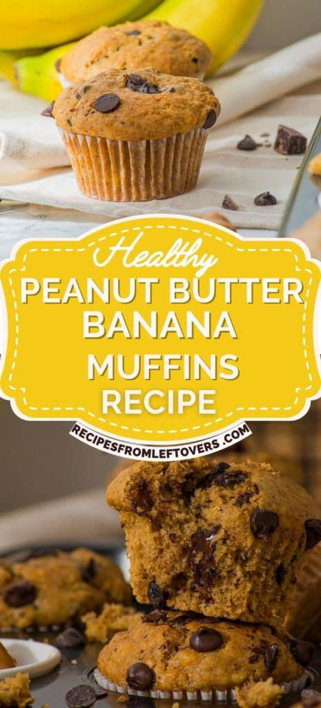 Peanut Butter Banana Muffins with Chocolate
