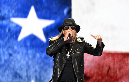 Kid Rock performs on the last day of the 2024 Republican National Convention at the Fiserv Forum in Milwaukee, Wisconsin, on July 18, 2024.