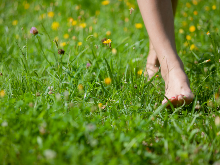 6 surprising health benefits of walking barefoot on grass