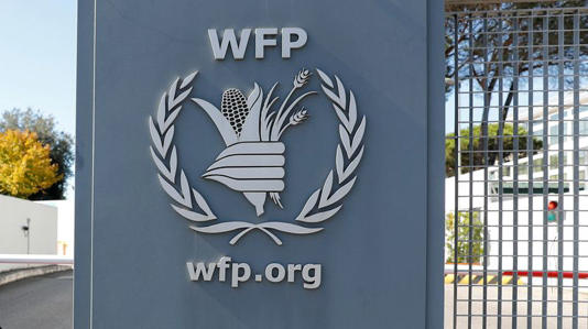 FILE PHOTO: A logo of the World Food Program is seen at their headquarters after the WFP won the 2020 Nobel Peace Prize, in Rome, Italy October 9, 2020. REUTERS/Remo Casilli/File Photo