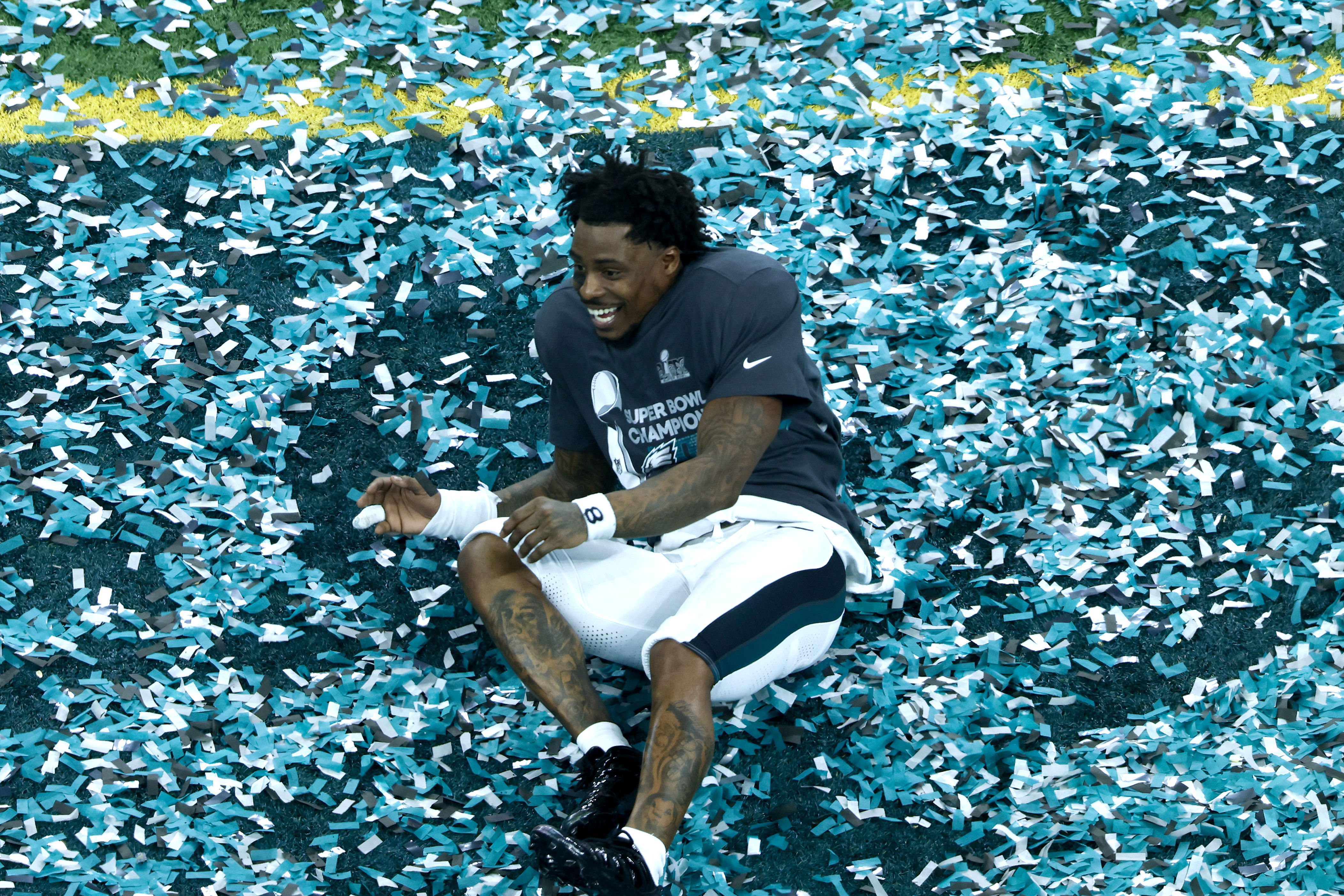 Philadelphia Eagles safety C.J. Gardner-Johnson reacts at the end of Super Bowl LIX (EPA)