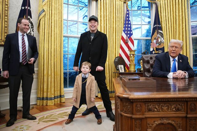 Andrew Harnik/Getty Elon Musk, X, and Donald Trump at the White House