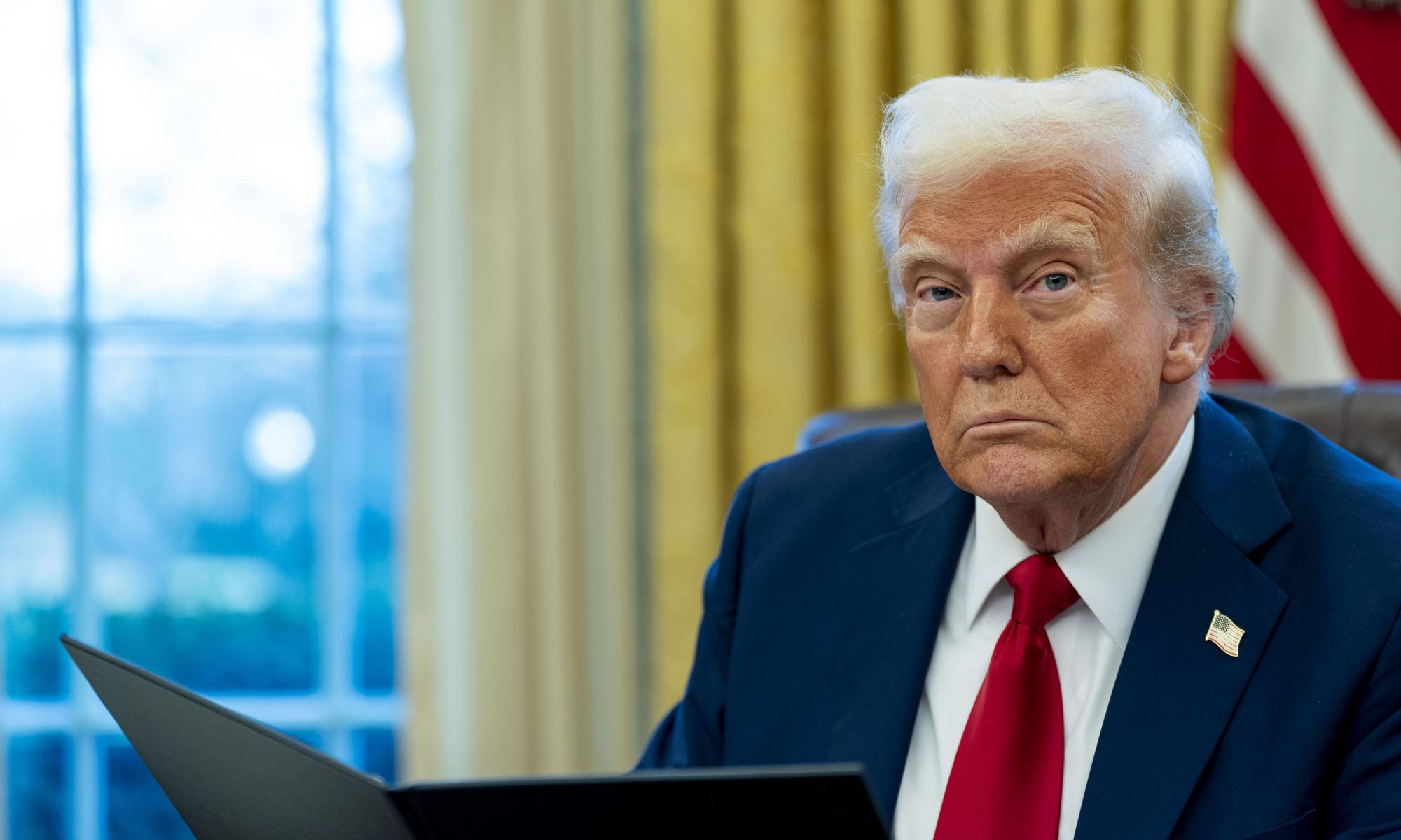 Donald Trump has claimed imposing duties on goods from overseas will raise hundreds of billions of dollars for the federal government. Photograph: Bonnie Cash/UPI/Rex/Shutterstock