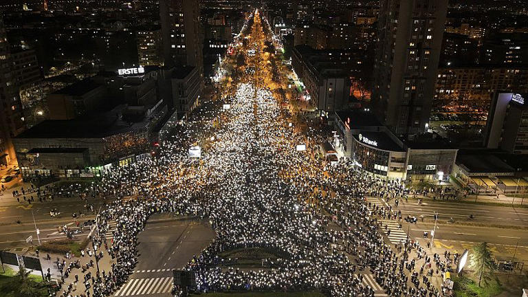 Serbian protesters finish two-day march to Novi Sad as anti-Vučić ...