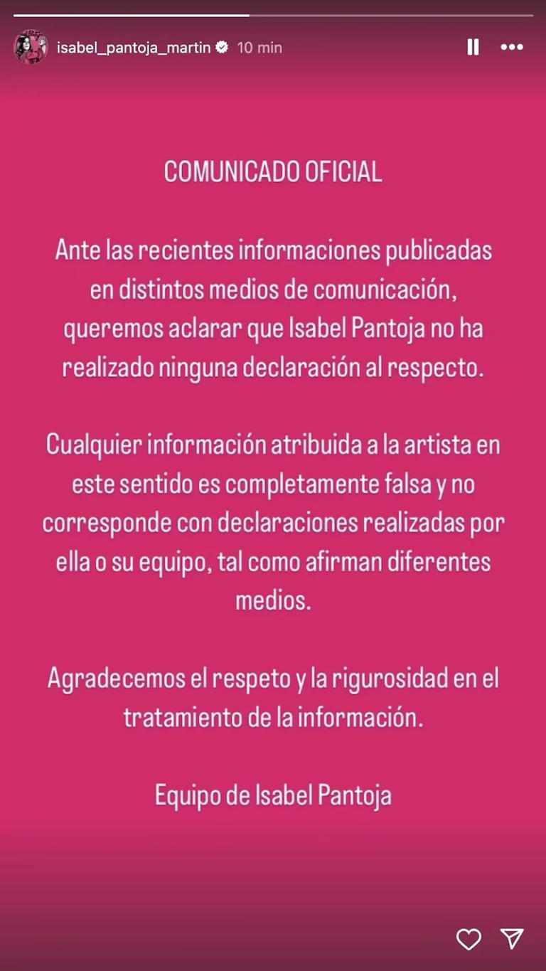 Comunicado Isabel Pantoja