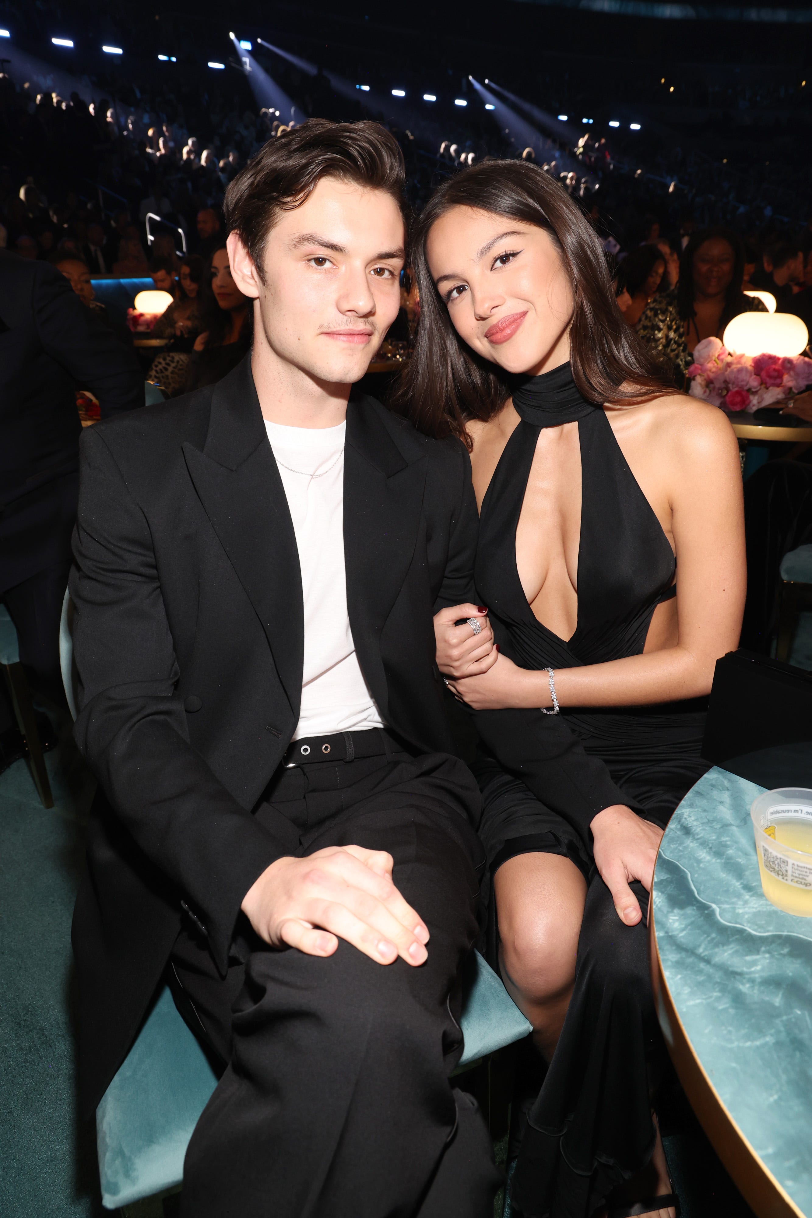 Louis Partridge and Olivia Rodrigo attend the 67th annual Grammy Awards at Crypto.com Arena on Feb. 2, 2025, in Los Angeles.