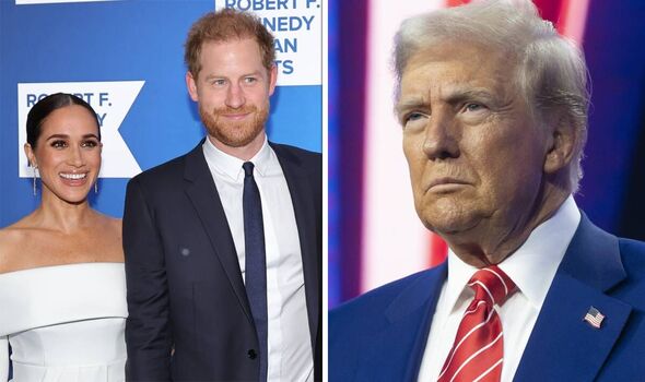 Prince Harry and Meghan Markle with Donald Trump