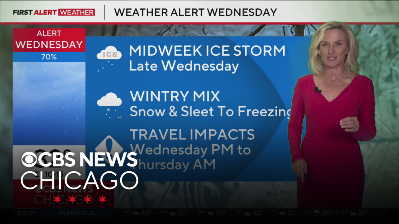 Ice storm coming to Chicago late Wednesday