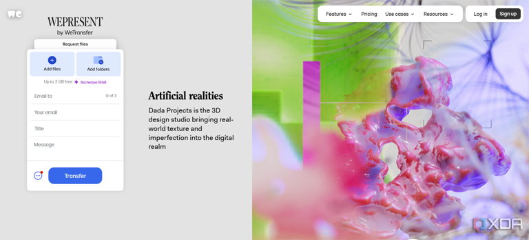 WeTransfer website caption