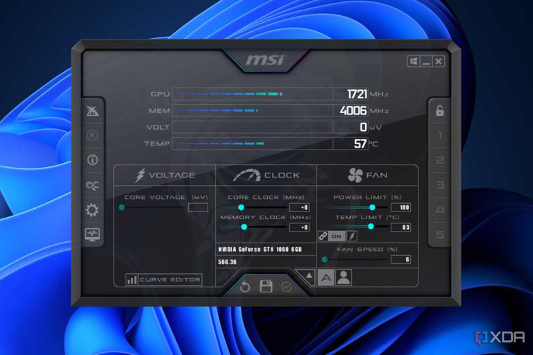 main menu msi afterburner