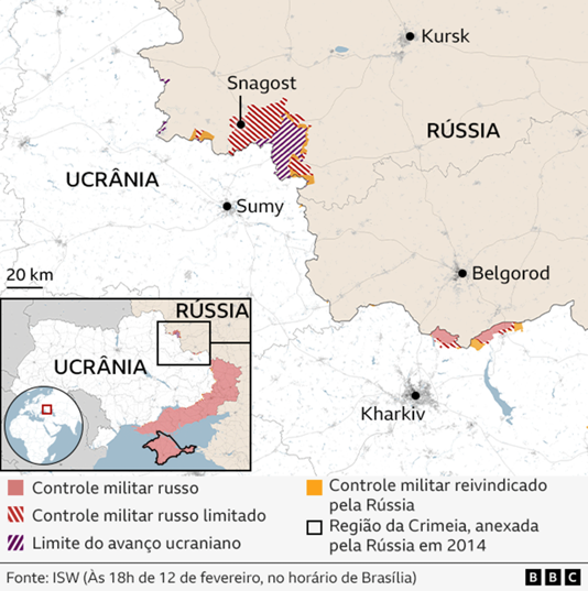 Os mapas que mostram as áreas da Ucrânia sob controle russo