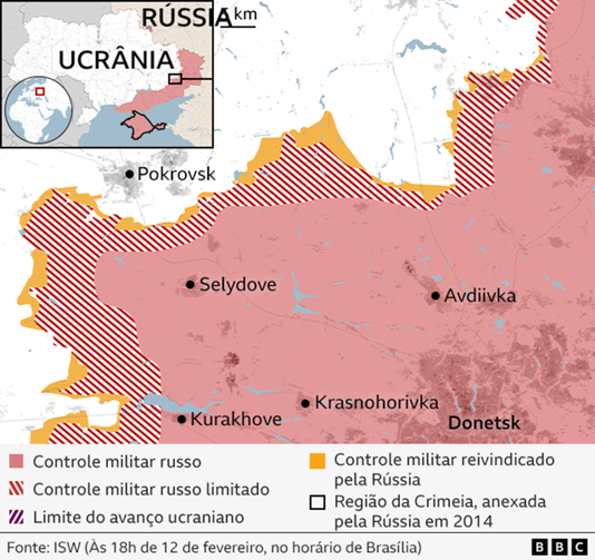 Os mapas que mostram as áreas da Ucrânia sob controle russo