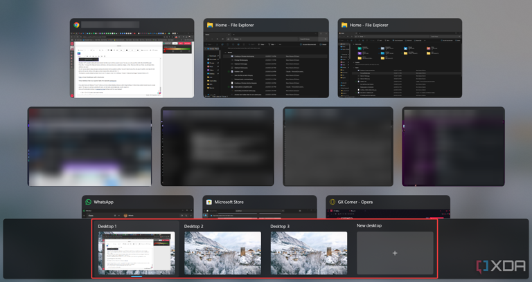 Virtual desktop selection in Windows 11