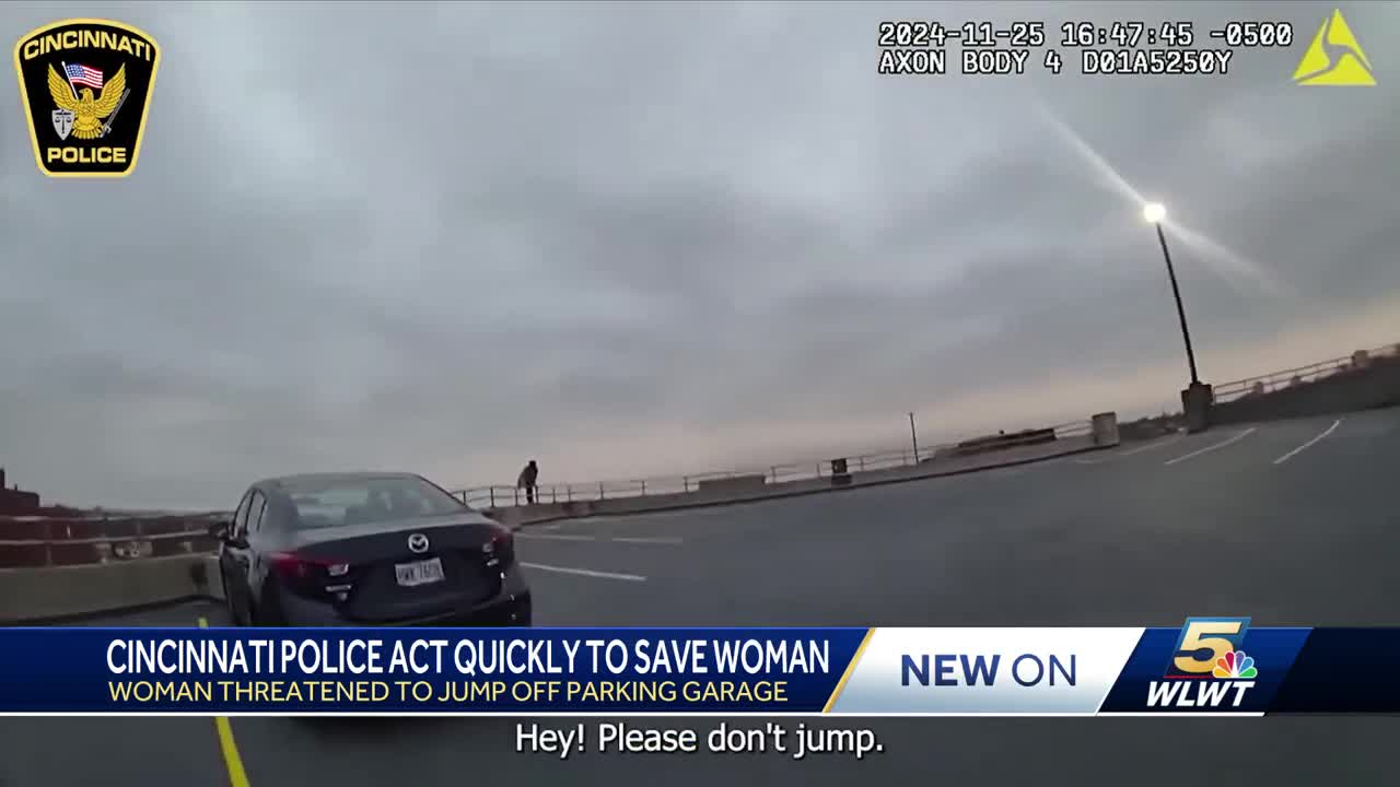 Cincinnati officer helps save woman from jumping off parking garage