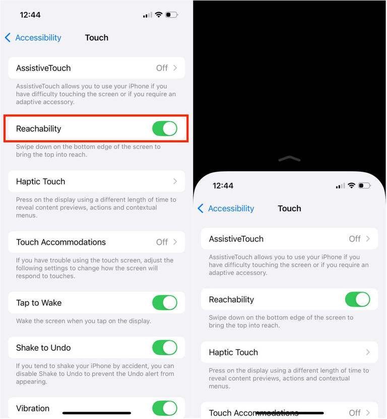 Once you've set up Reachability, you can use the feature by swiping down on the bottom edge of your screen. Screenshots by Jason Chun/CNET