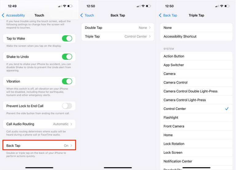 You can use Double Tap or Triple Tap to access the Control Center. Screenshots by Jason Chun/CNET