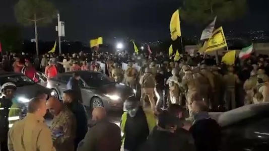 Protesters near the airport in Beirut