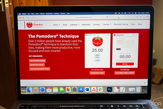 Pomodoro technique homepage on website