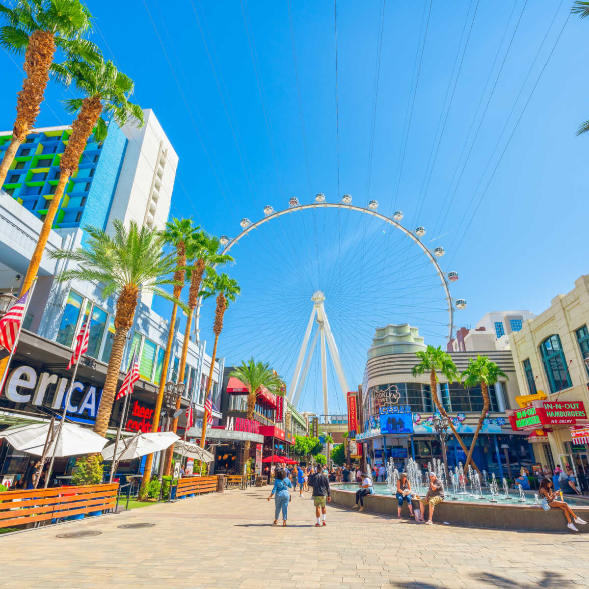 Las Vegas attractions on a sunny day
