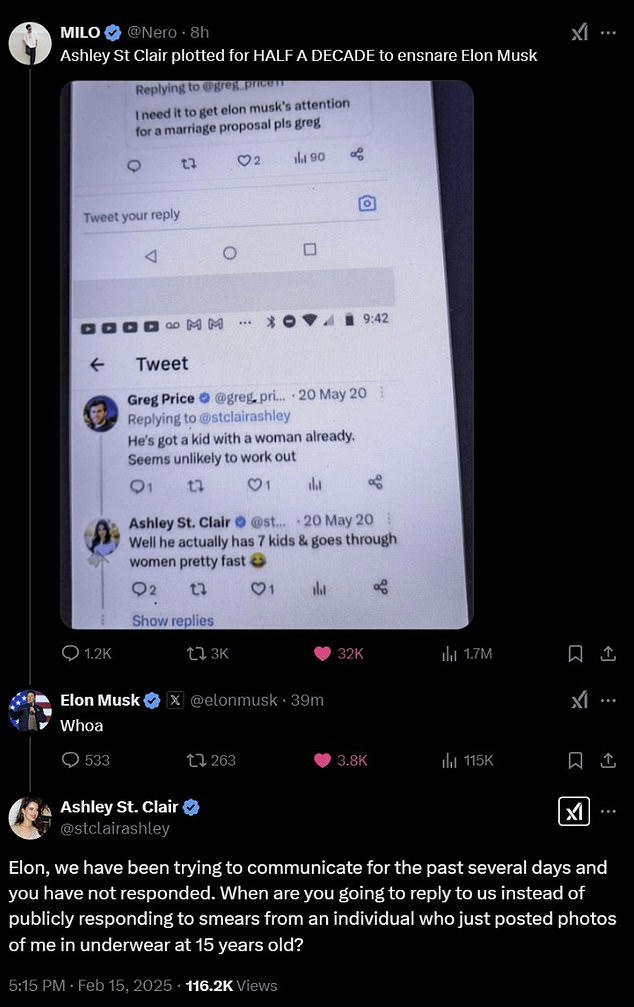 Musk, who had so far remained silent on the allegations for days, issued a one-word response on X writing simply: 'Whoa'