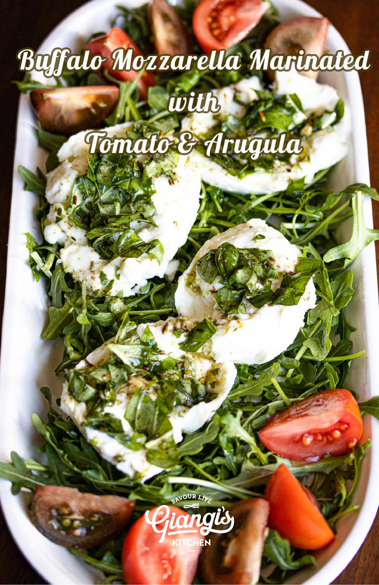 Buffalo Mozzarella Marinated With Tomato And Arugula