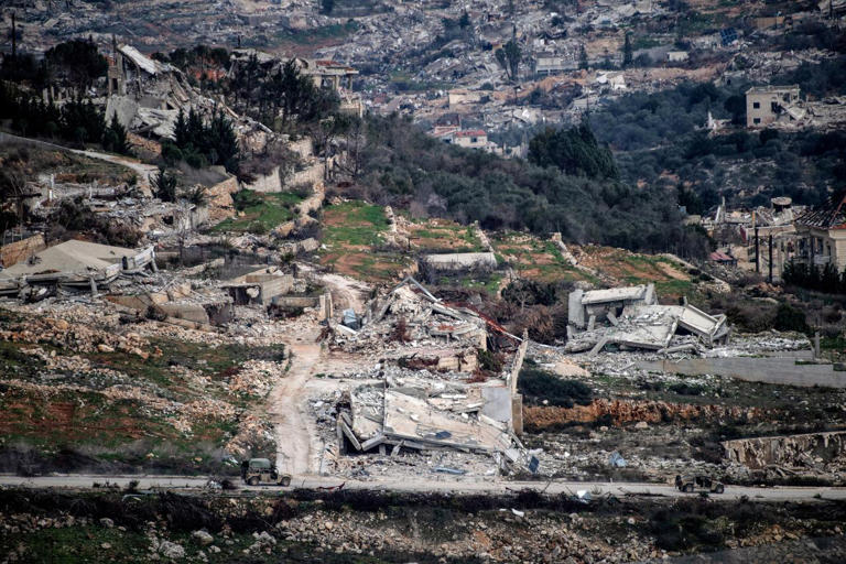 Israeli military vehicles on a road in southern Lebanon last month.