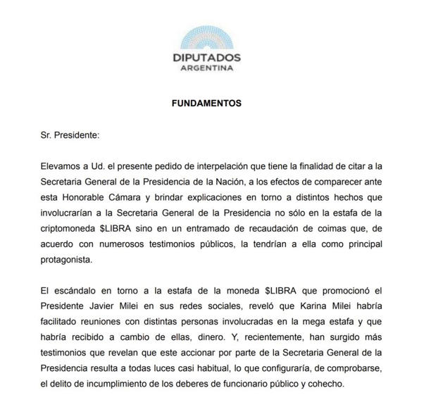 Pedido de citación a Karina