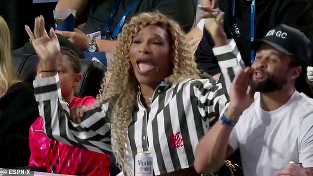 Seated alongside Eagles teammates Avonte Maddox and Dallas Goedert, Williams raised her arms and moved them along with the music over the apparent objections of Olympia