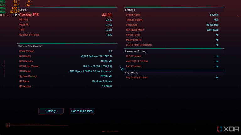 Running Cyberpunk 2077 with Lossless Scaling off