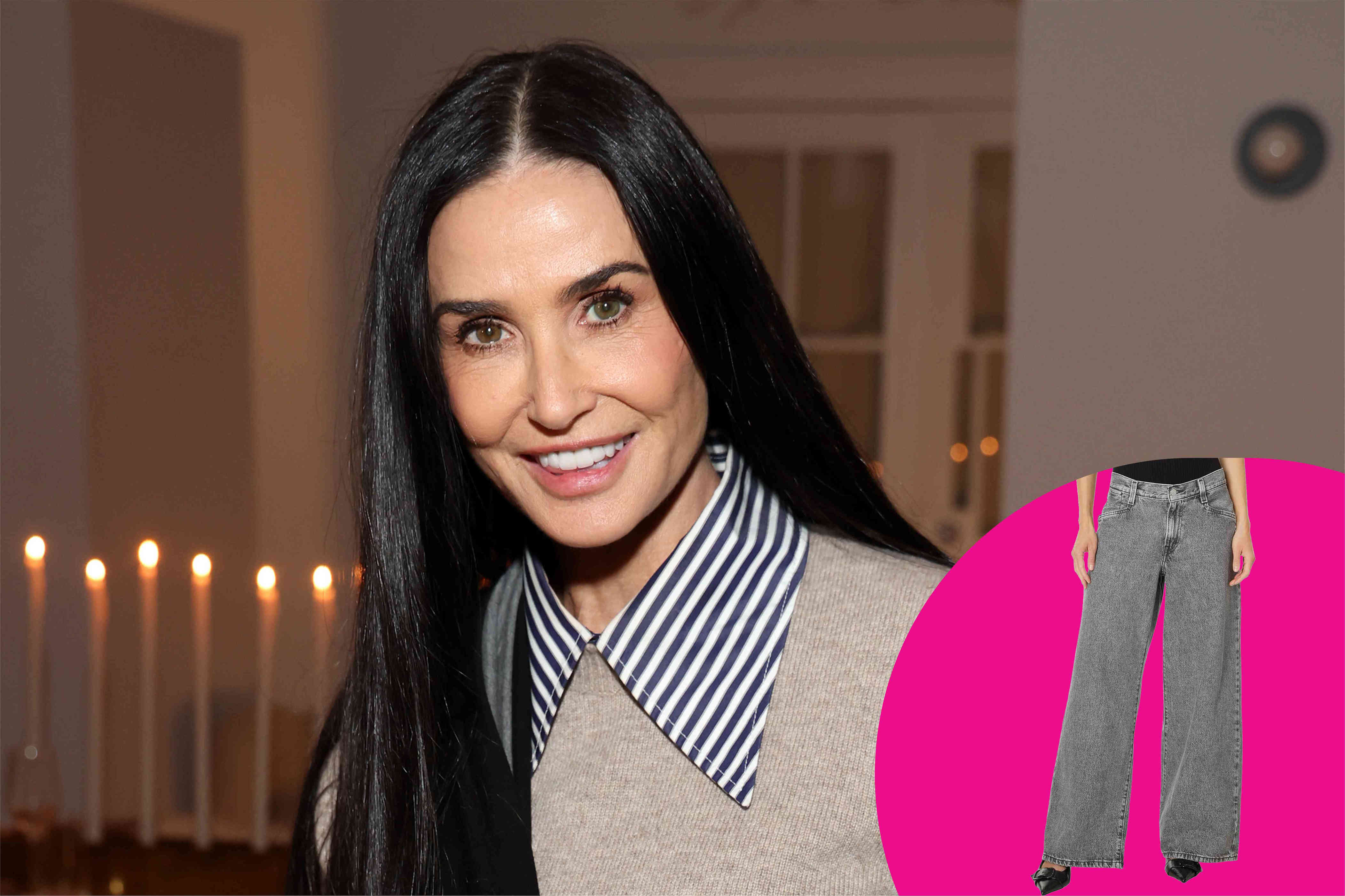 Demi Moore Keeps Wearing These 7,000 WideLeg Jeans — but We Found(01)