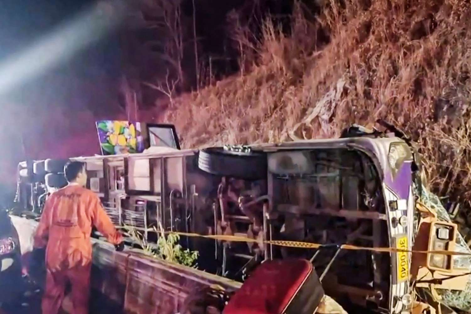 18 Dead, 23 Injured After Brake Failure Sends Tour Bus Rolling Upside