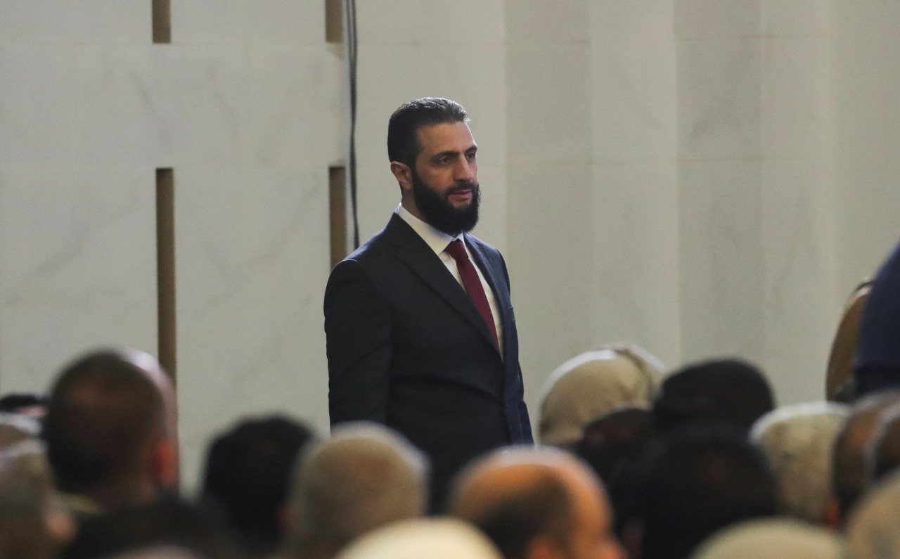 Syria’s interim president, Ahmed al-Sharaa, attended a national dialogue in Damascus on Tuesday.