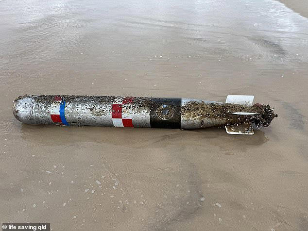 Police are investigating whether the item is a 'torpedo' and have notified the Australian Defence Force