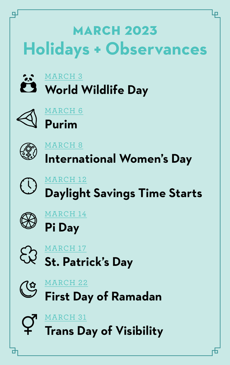 All march holidays and observances in 2025