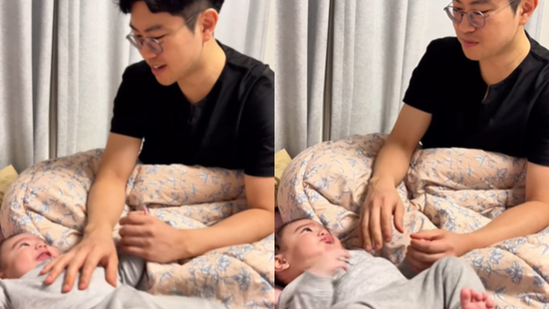Korean father melts hearts as he sweetly sings Chanda Hai Tu for his