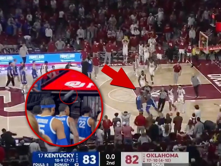 Oklahoma Fan Throws Drink At Kentucky Players After Dramatic Finish