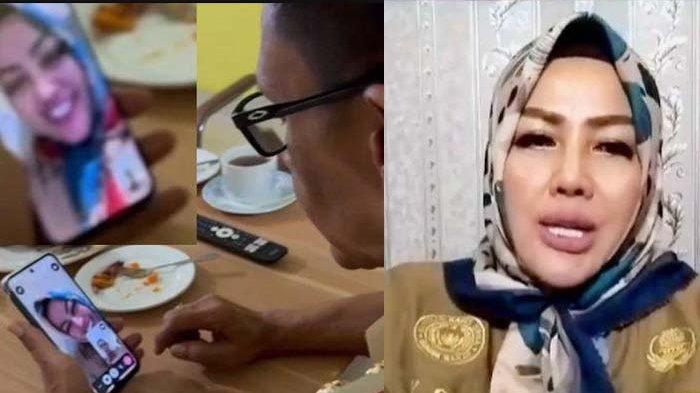 DITEGUR WAKIL BUPATI: Kades Gunung Menyan Bogor Wiwin Komalasari ditegur Wakil Bupati Bogor Jaro Ade. Kades Wiwin cuma cengengesan. (Instagram arief_tea2020)