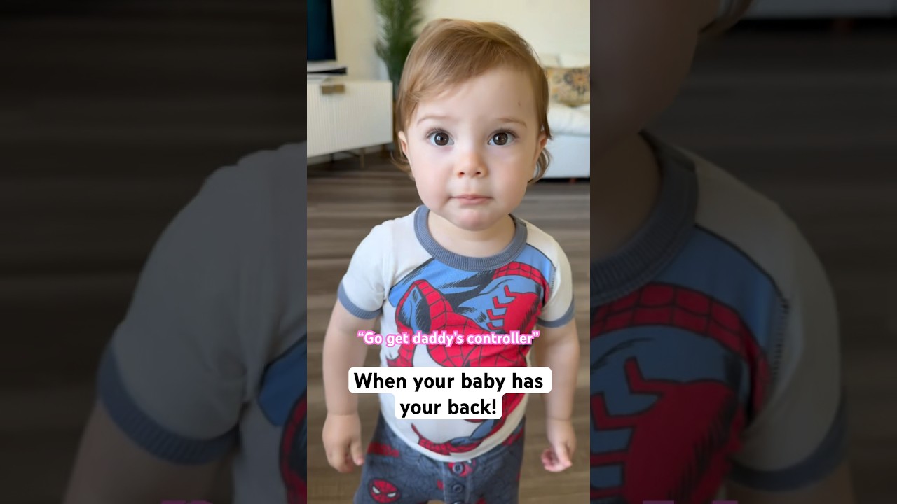 Loyal baby proves he always has dad's back during play